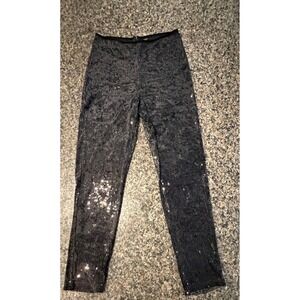 Windsor Black Sequin High Waisted Leggings Slim Fit Party Pants Size M P889E